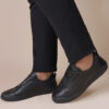 Elvis Mens Black Dress Low Top Leather Sneakers-1