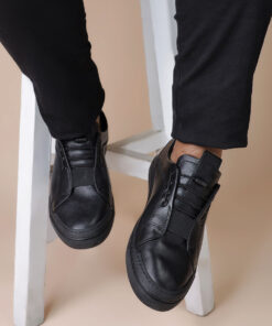 Men's Handmade Black Leather Sneakers