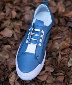 Men's Handmade Blue Leather Sneakers