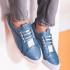 Men's Handmade Blue Leather Sneakers