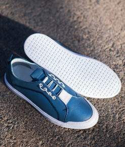 Men's Handmade Blue Leather Sneakers