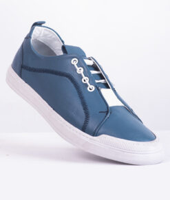 Men's Handmade Blue Leather Sneakers