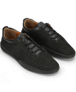 Men's Jet Black Ultra Athletic Leather Sneakers