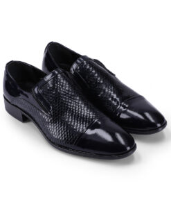 Danny Mens Shiny Black Leather Dress Shoes-1