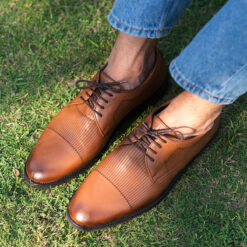 Abel Mens Brown Cap Toe Leather Derby Shoes-6