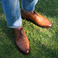 Abel Mens Brown Cap Toe Leather Derby Shoes-7