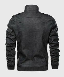 Quint Men's Black Hooded Bomber Leather Jacket
