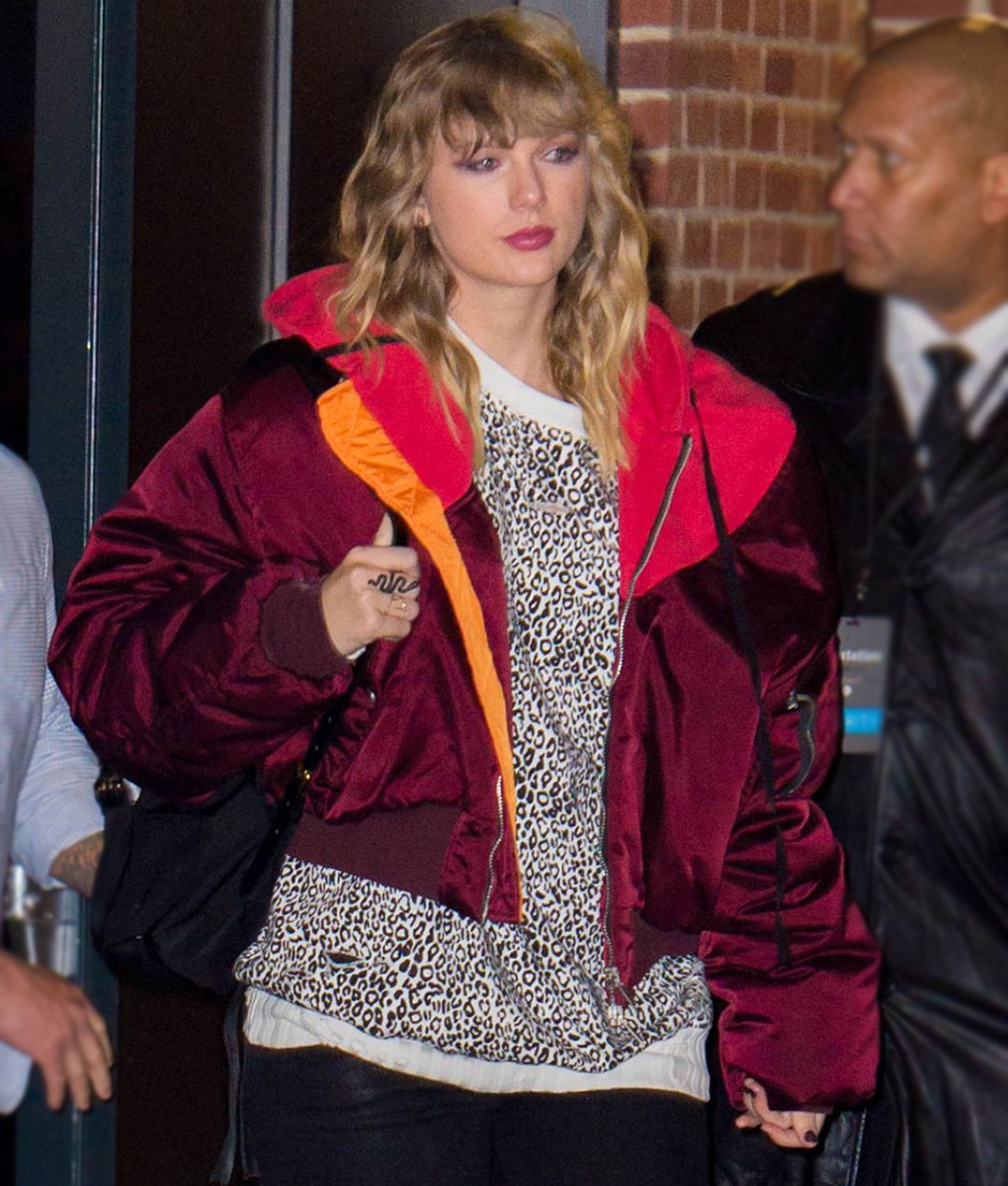Taylor Swift Burgundy Bomber Jacket