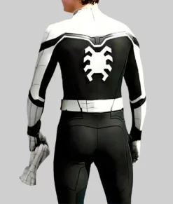 White and Black Spiderman Suit Jacket-Back View