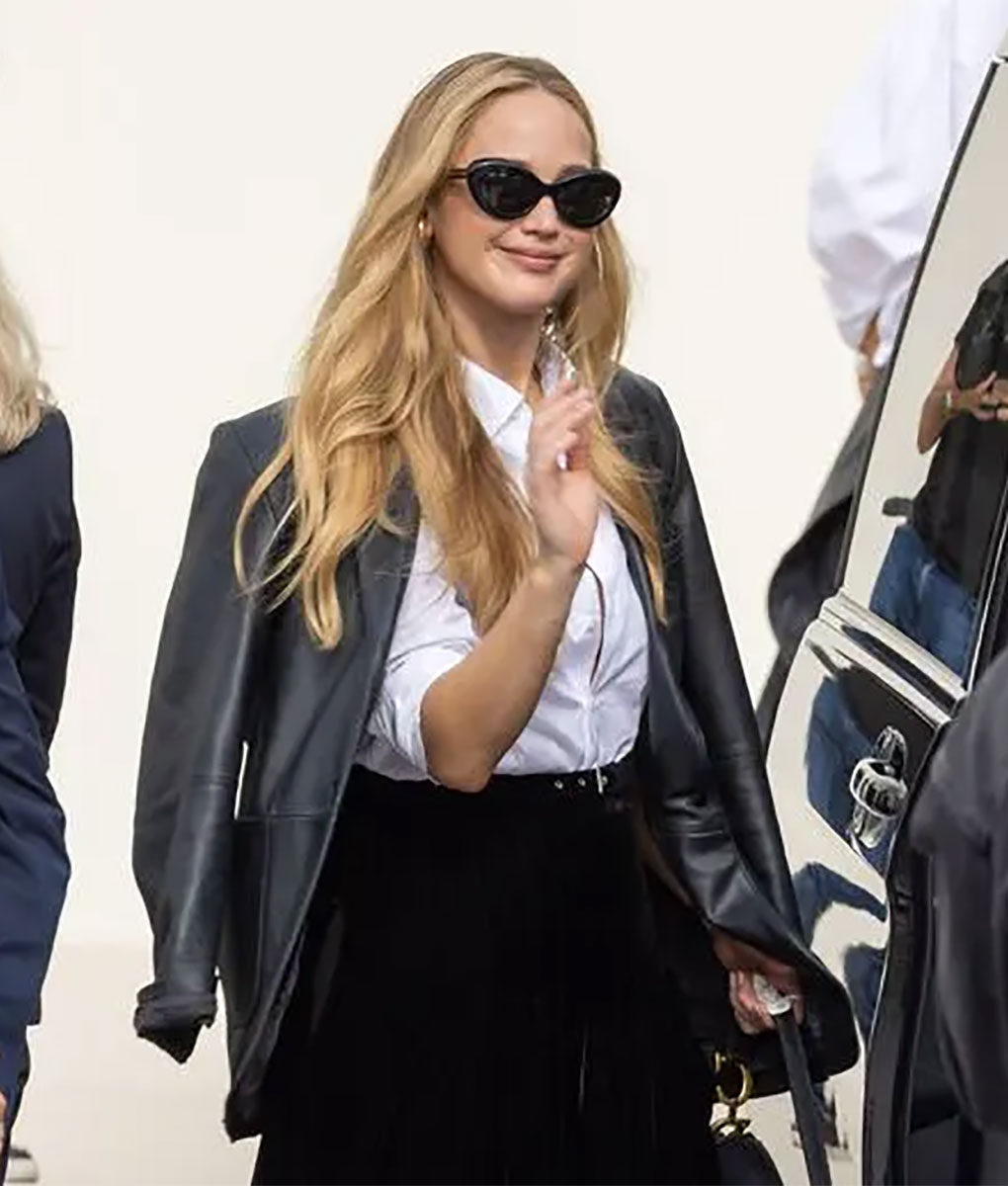 Jennifer Lawrence Black Leather Jacket