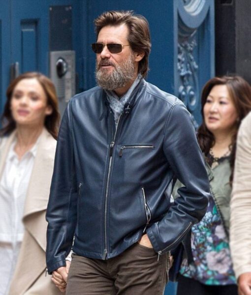 Jim Carrey Blue Leather Jacket