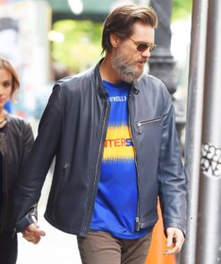 Jim Carrey Blue Leather Jacket