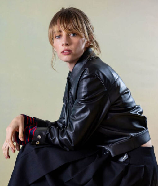 Maya Hawke Black Leather Jacket