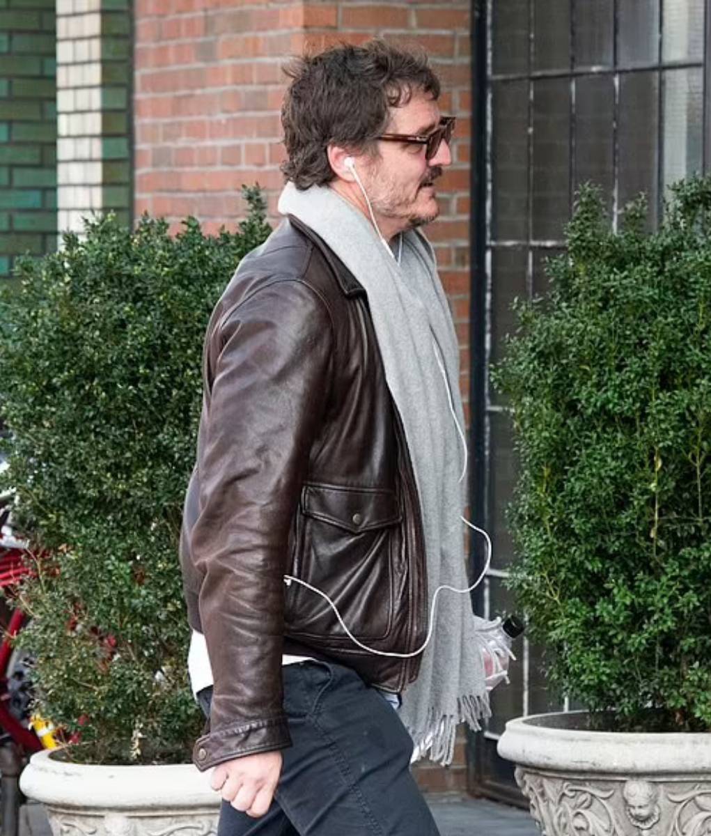 Pedro Pascal Brown Leather Jacket