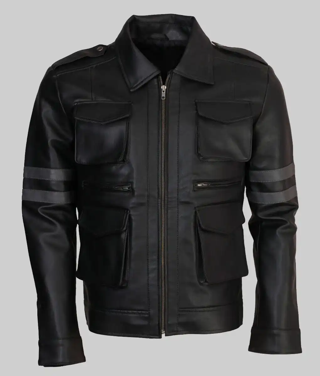 Resident Evil 6 Leon Kennedy Leather Jacket - Front View