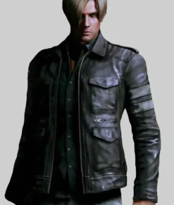 Resident Evil 6 Leon Kennedy Leather Jacket - Front View2