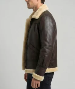 Steve Men's Brown B-3 Bomber Leather Jacket | Men's Brown B-3 Bomber Leather Jacket-4