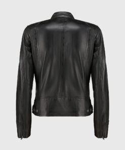 Tina Women's Black Leather Biker Jacket - Black Leather Biker Jacket for Women - Back View