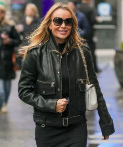Amanda Holden Black Leather Jacket