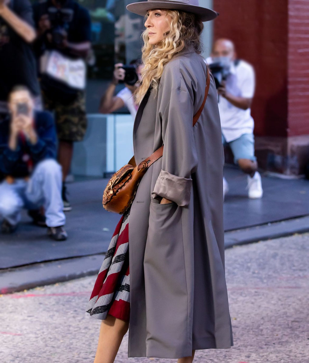 And Just Like That Carrie Bradshaw Grey Coat