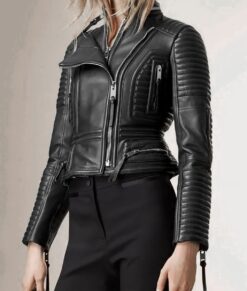 Emily Watson Lambskin Black Leather Jacket