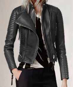 Emily Watson Lambskin Black Leather Jacket
