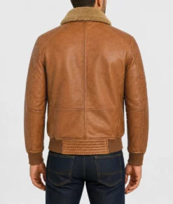 Jackson Men's Distressed Brown Bomber Leather Jacket-Back
