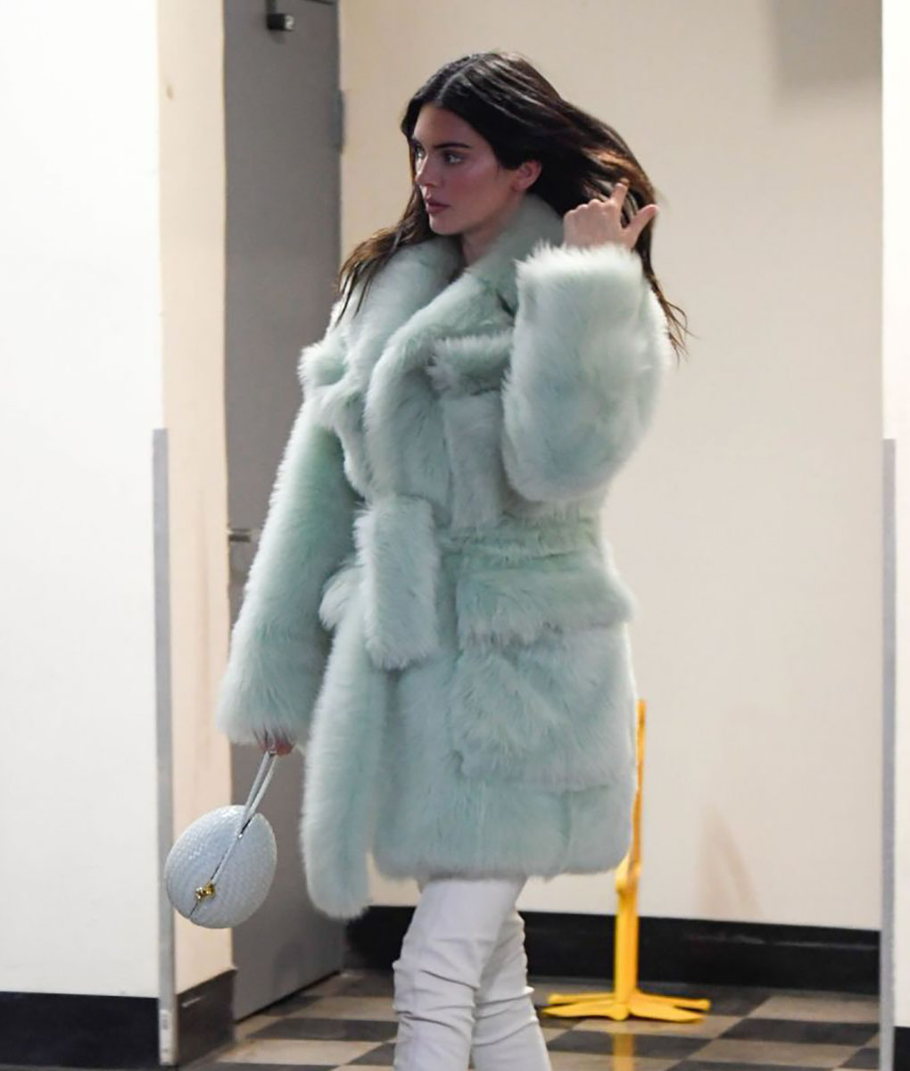 Kendall Jenner Green Fur Coat