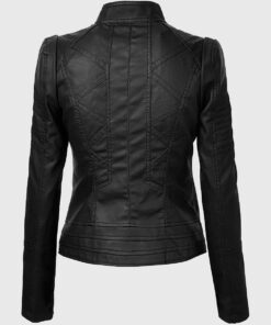 Lisa Women's Black Leather Biker Jacket - Black Leather Biker Jacket for Women - Back View