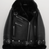 Alistair Women Black Leather Aviator Jacket - Black Aviator Leather Jacket for Womens -Front View