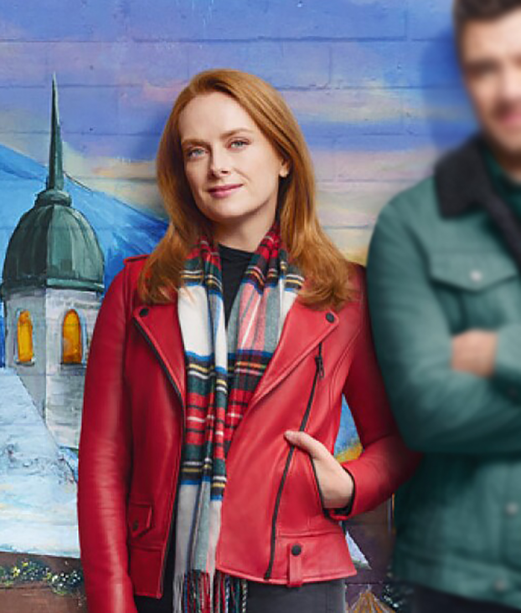 Our Christmas Mural Alex Paxton Red Leather Jacket