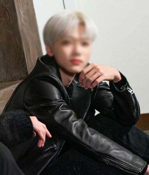 BTS Jaemin Black Leather Jacket