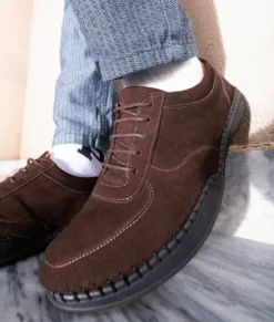Cleon Dark Brown Dress Low Top Suede Sneakers - Mens Dark Brown Dress Low Top Suede Sneakers-2