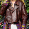Gigi Hadid Brown Leather Jacket