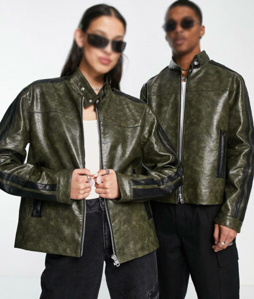 Maya Jama Green Leather Jacket