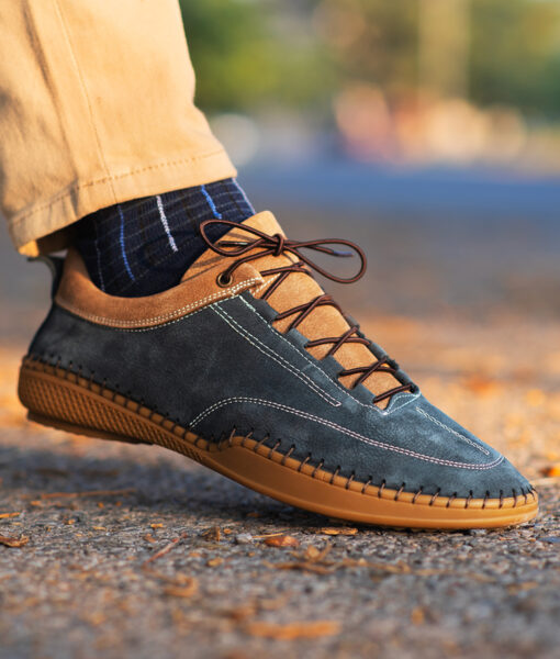 Mike Mens Blue Suede Leather Shoes