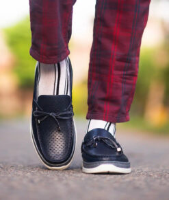 Morgan Mens Black Leather Loafers