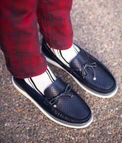 Morgan Mens Black Leather Loafers