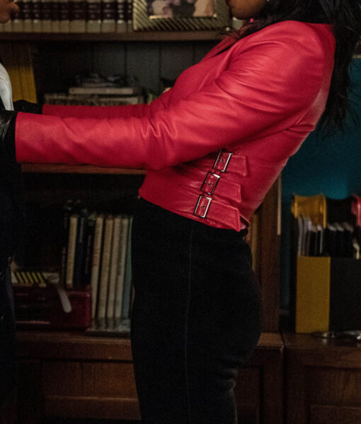 Power Book III Patina Miller Cropped Leather Jacket