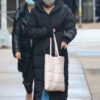 Selena Gomez Black Puffer Trench Coat