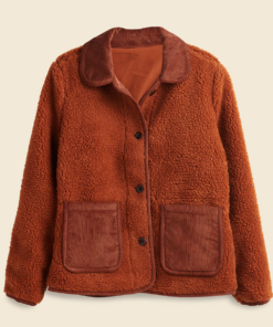 Selena Gomez Orange Shearling Jacket