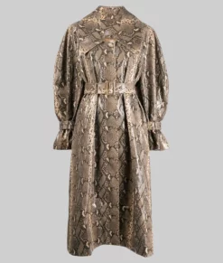 Selena Gomez Snake Pattern Coat-1