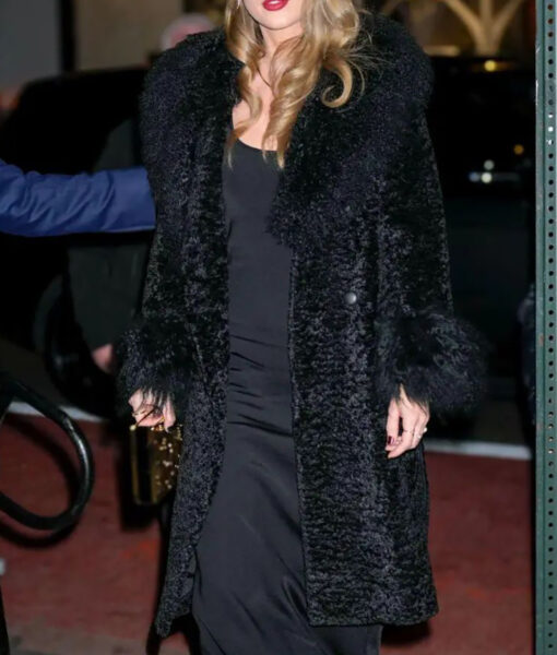 Taylor Swift Black Fur Coat