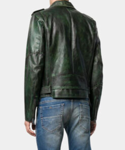 AEW Jon Moxley Vintage Green Leather Biker Jacket