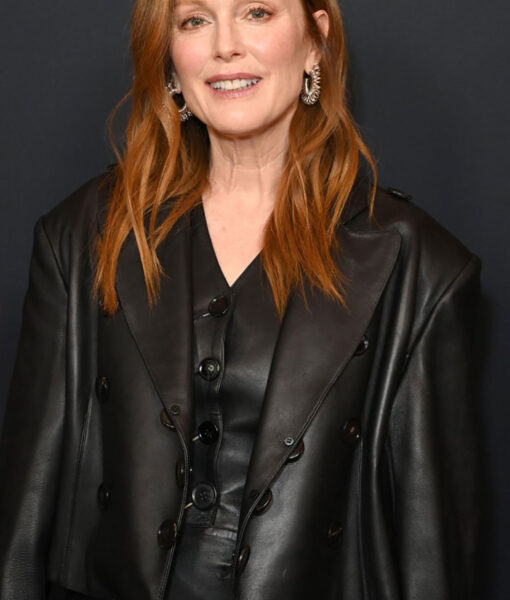 AFI Awards Julianne Moore Cropped Leather Blazer 2024