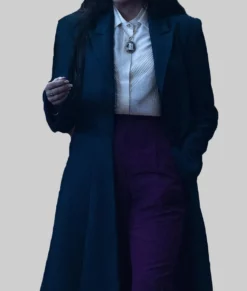 Agatha Darkhold Diaries Agatha Harkness Kathryn Hahn Black Trench Coat - Kathryn Hahn Black Trench Coat | Women's Leather Coat-2