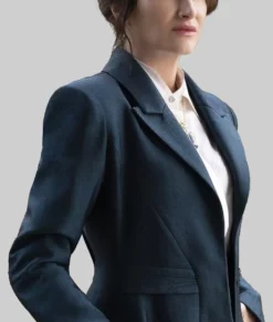 Agatha Darkhold Diaries Agatha Harkness Kathryn Hahn Black Trench Coat - Kathryn Hahn Black Trench Coat | Women's Leather Coat-3