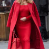 Amanda Holden Red Wool Long Coat