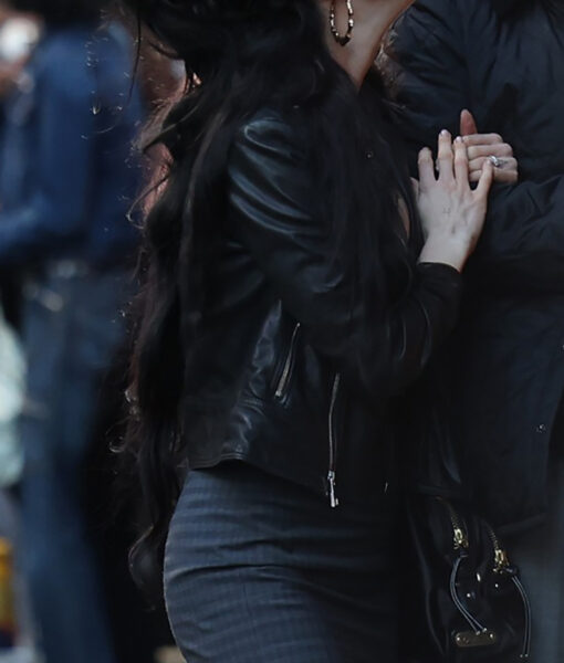 Back To Black Marisa Abela Amy Winehouse Black Double Rider Leather Jacket