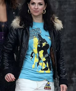 Back To Black Marisa Abela Amy Winehouse Black Quilted Leather Jacket